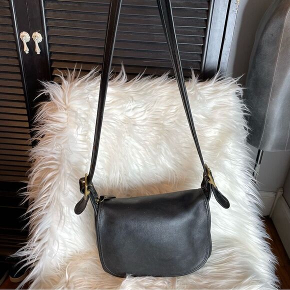 Vintage 90's Coach Classic Patricia's Legacy Bag #9951 Leather Black Saddle‎ - Picture 2 of 16